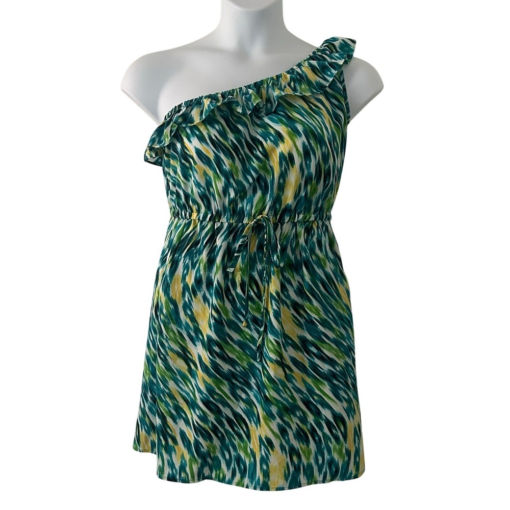 BeBop Women's One-Shoulder Ruffle Sleeveless Mini Dress Pockets M Medium